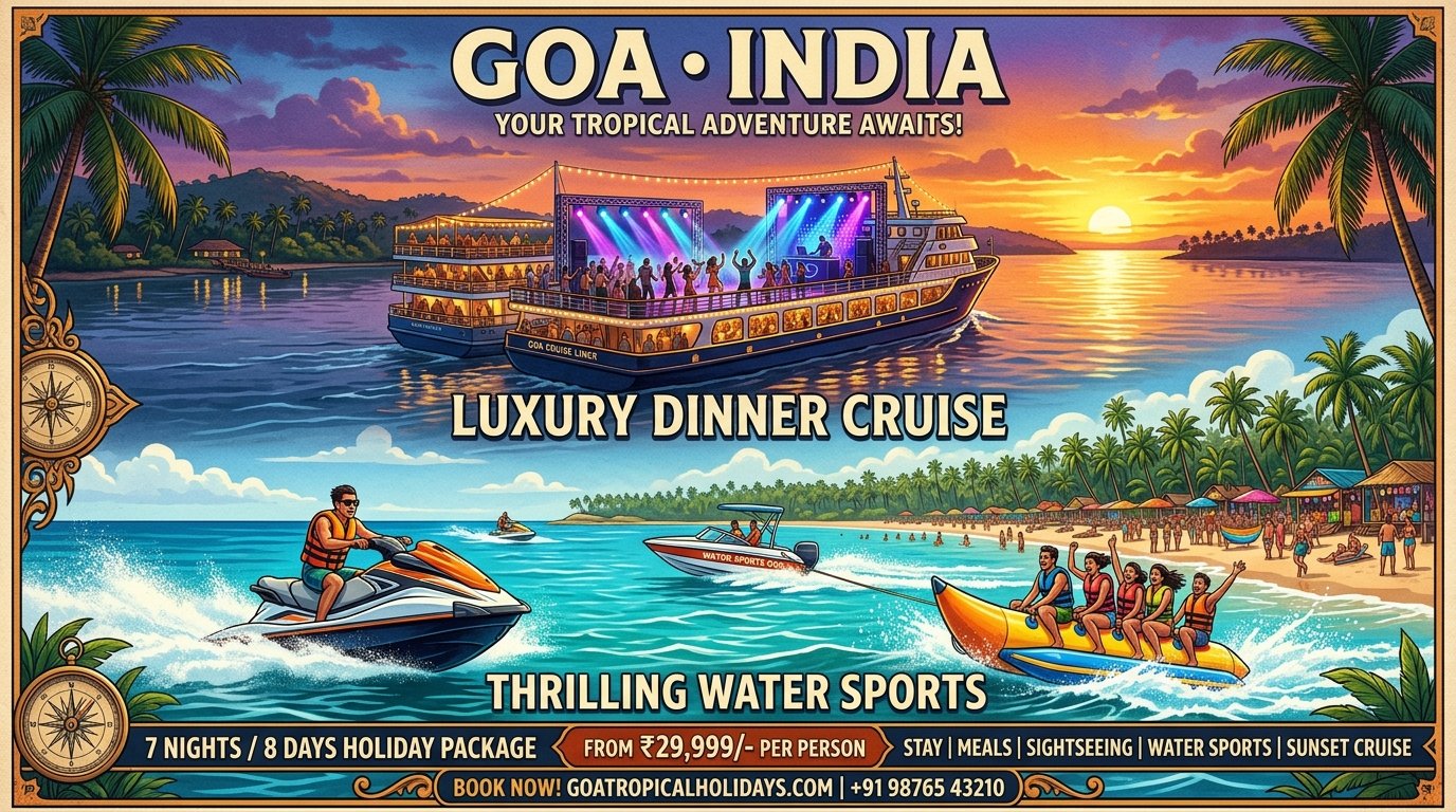 Goa Tour Package: 2 Nights 3 Days Budget Fun, Water Sports & Luxury Dinner Cruise