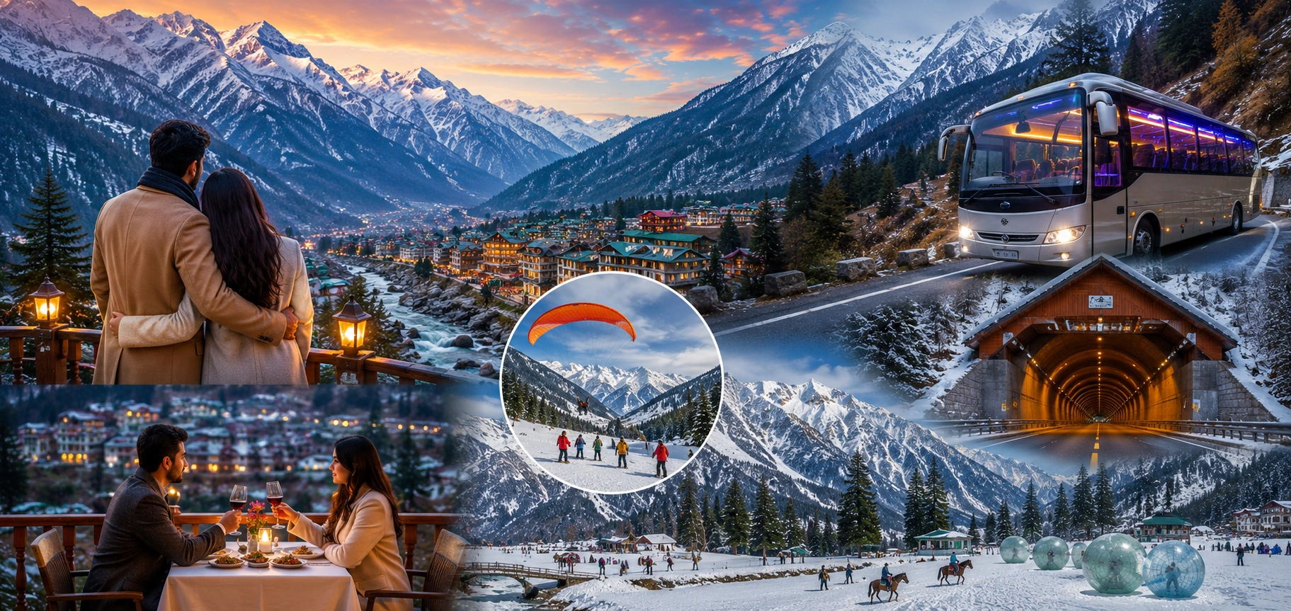 Romantic Manali Honeymoon Special: 3 Nights 4 Days Luxury Volvo Bus, Solang Valley & Atal Tunnel Package