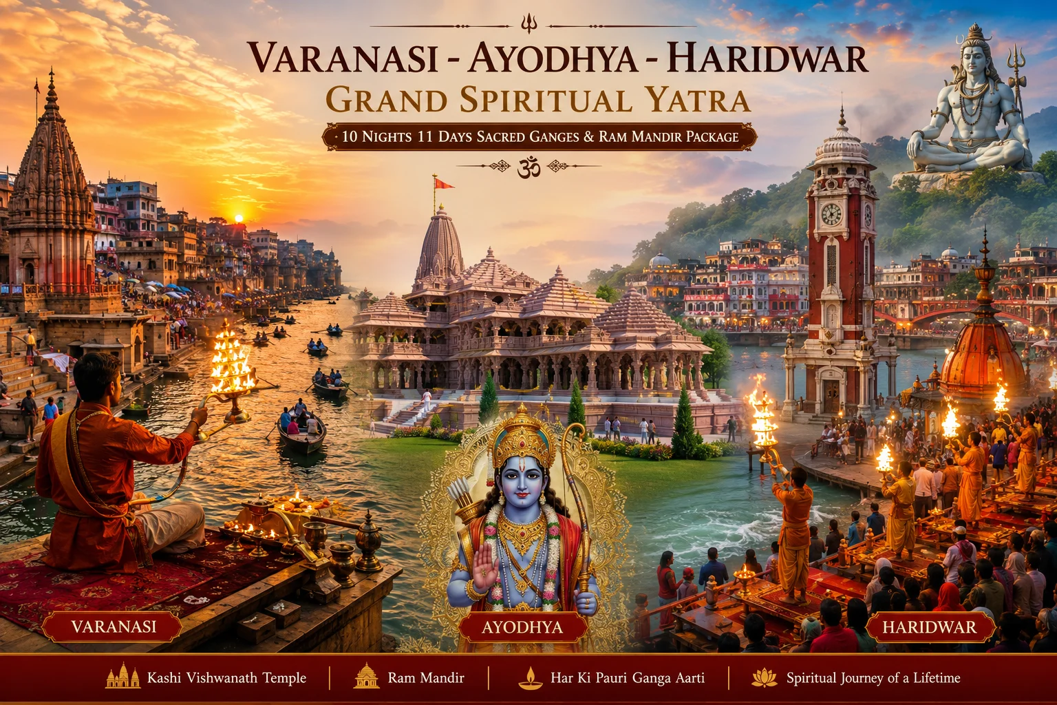 Varanasi - Ayodhya - Haridwar Grand Spiritual Yatra: 10 Nights 11 Days Sacred Ganges & Ram Mandir Package